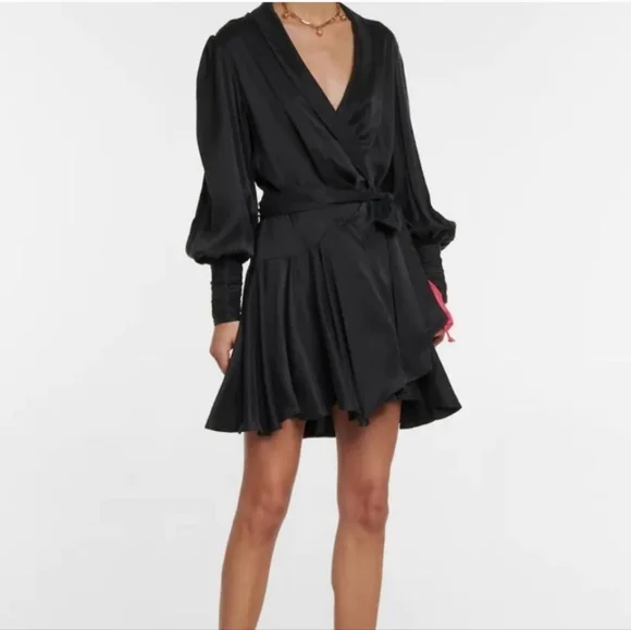 zimmermann silk wrap dress mini Zimmermann Silk Wrap Mini Dress in Olive
